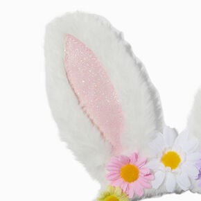 Serre-t&ecirc;te oreilles de lapin en peluche halo floral printemps,