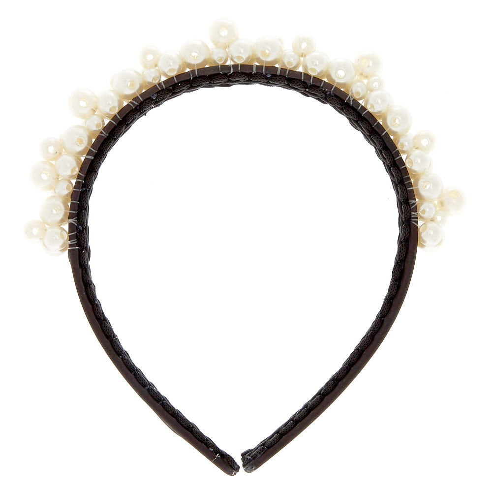 Pearl Cluster Black Headband,