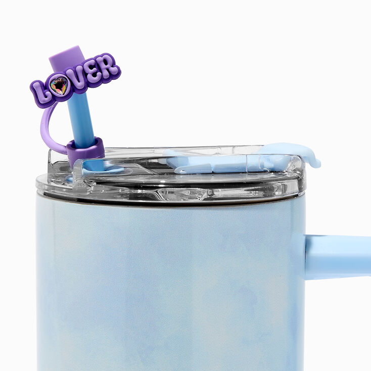 White Cloud &amp; Purple &#39;&#39;Lover&#39;&#39; Straw Covers - 2 Pack,