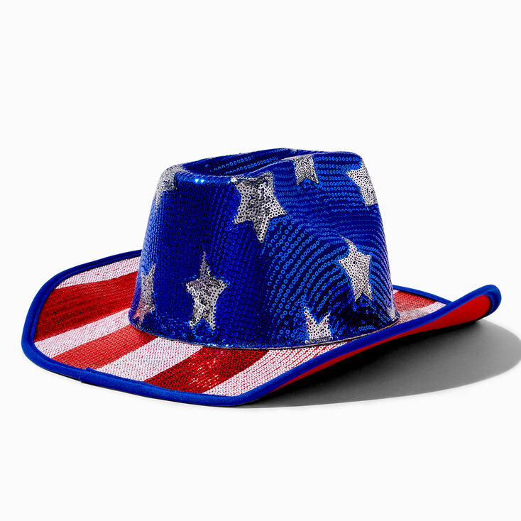 Stars &amp; Stripes Sequin Cowboy Hat,