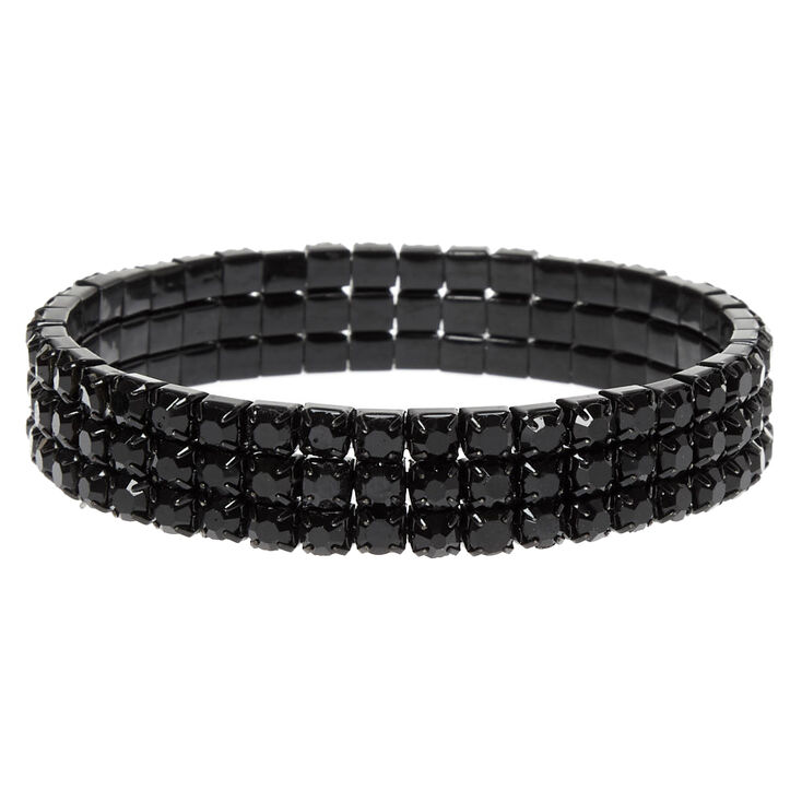 Claire's Bracelet élastique en strass - Noir