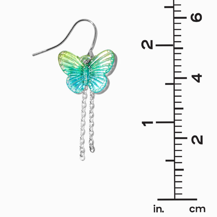 Glittery Chain Butterfly 1.5&quot; Drop Earrings,