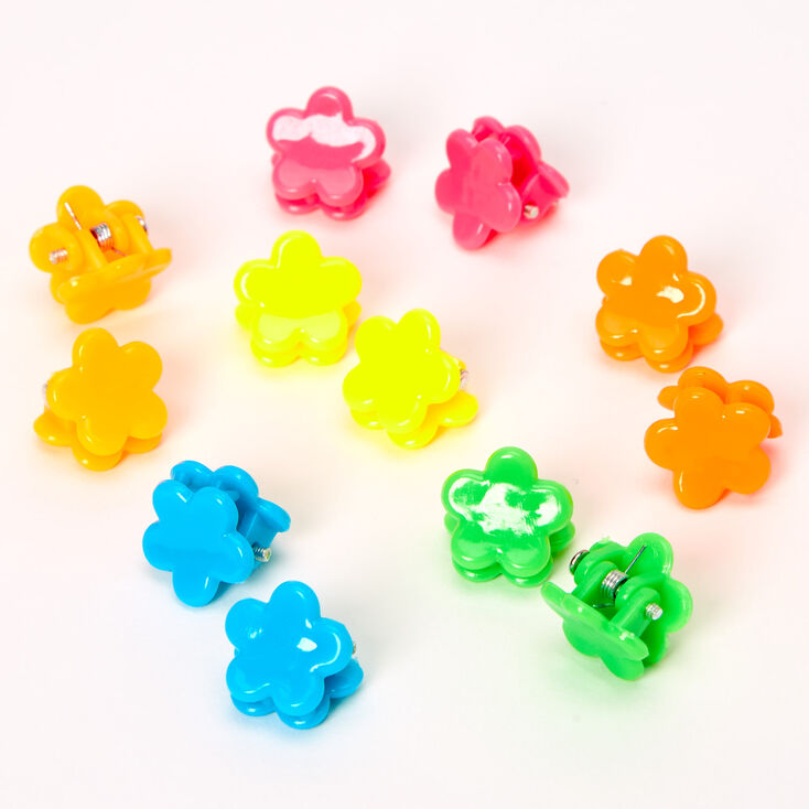 Claire's Mini pinces à cheveux à fleurs fluo Claire's Club - Lot de 12