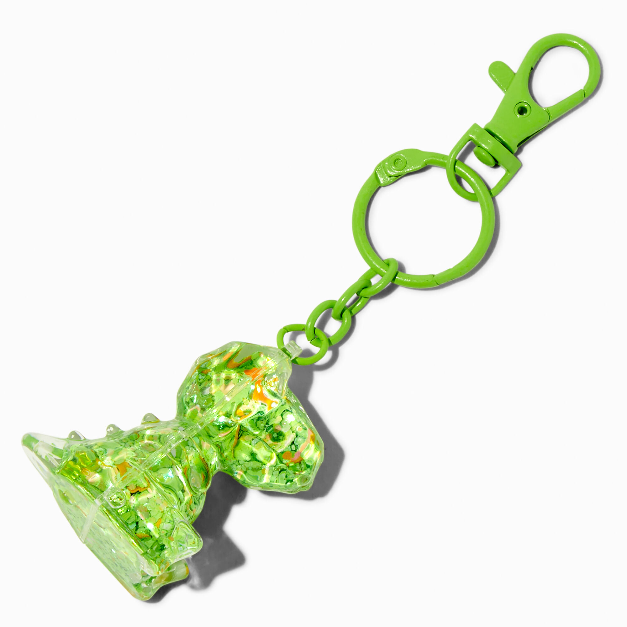 View Claires Dinosaur WaterFilled Glitter Keyring information