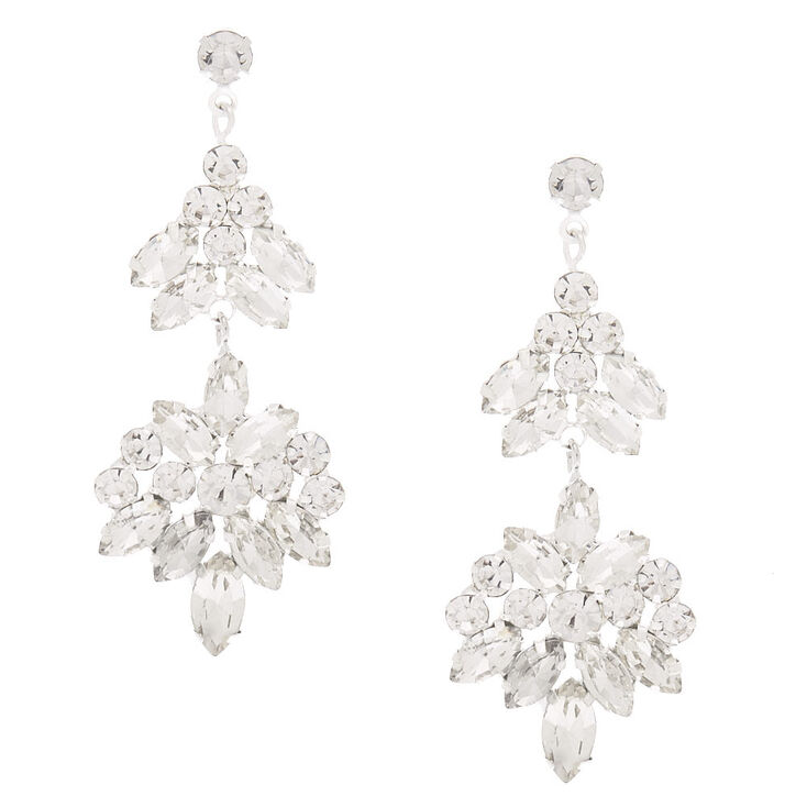 Claire's Pendantes avec strass style double éventail couleur argenté