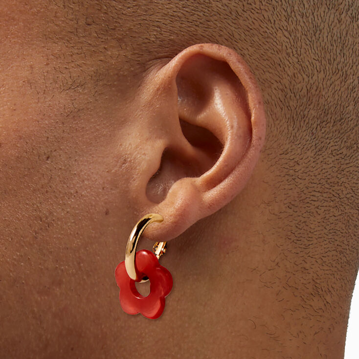 Cr&eacute;oles 30&nbsp;mm fleur &eacute;paisse orange couleur dor&eacute;e,