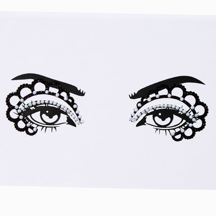 Eye-liner en strass dentelle noire et perle d&#39;imitation,