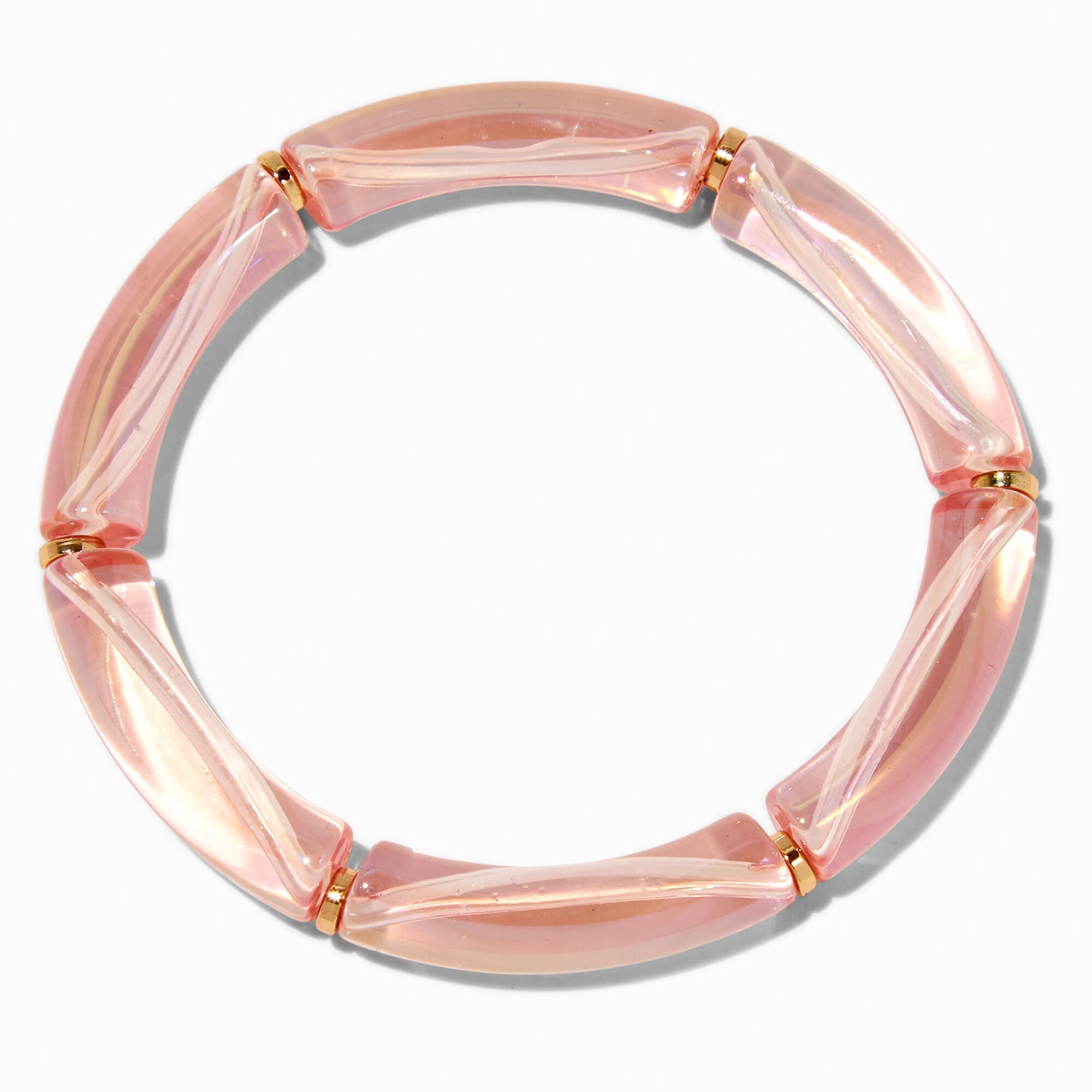 Bracelet élastique tubulaire iridescent rose,