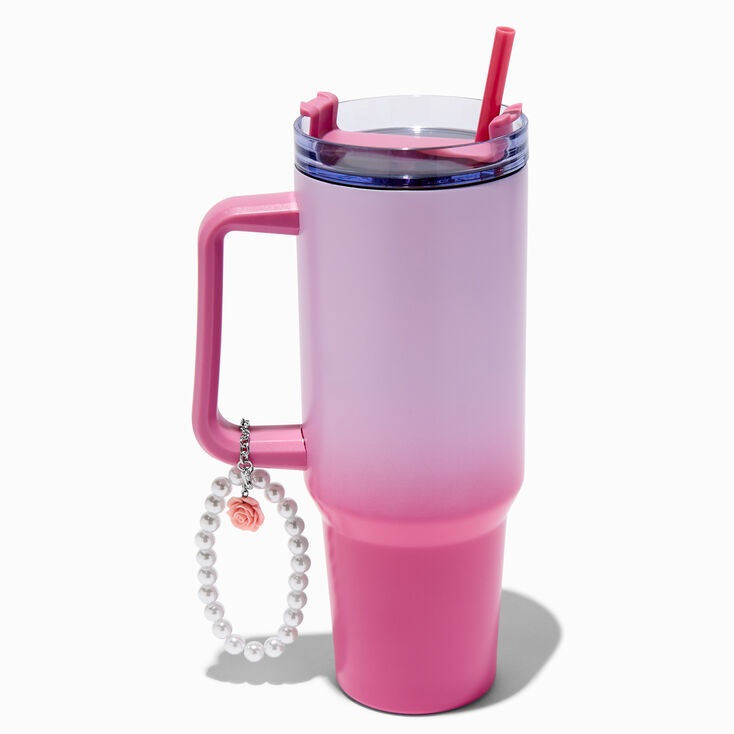 Pink &amp; Purple Ombr&eacute; Stainless Steel Handled Tumbler,