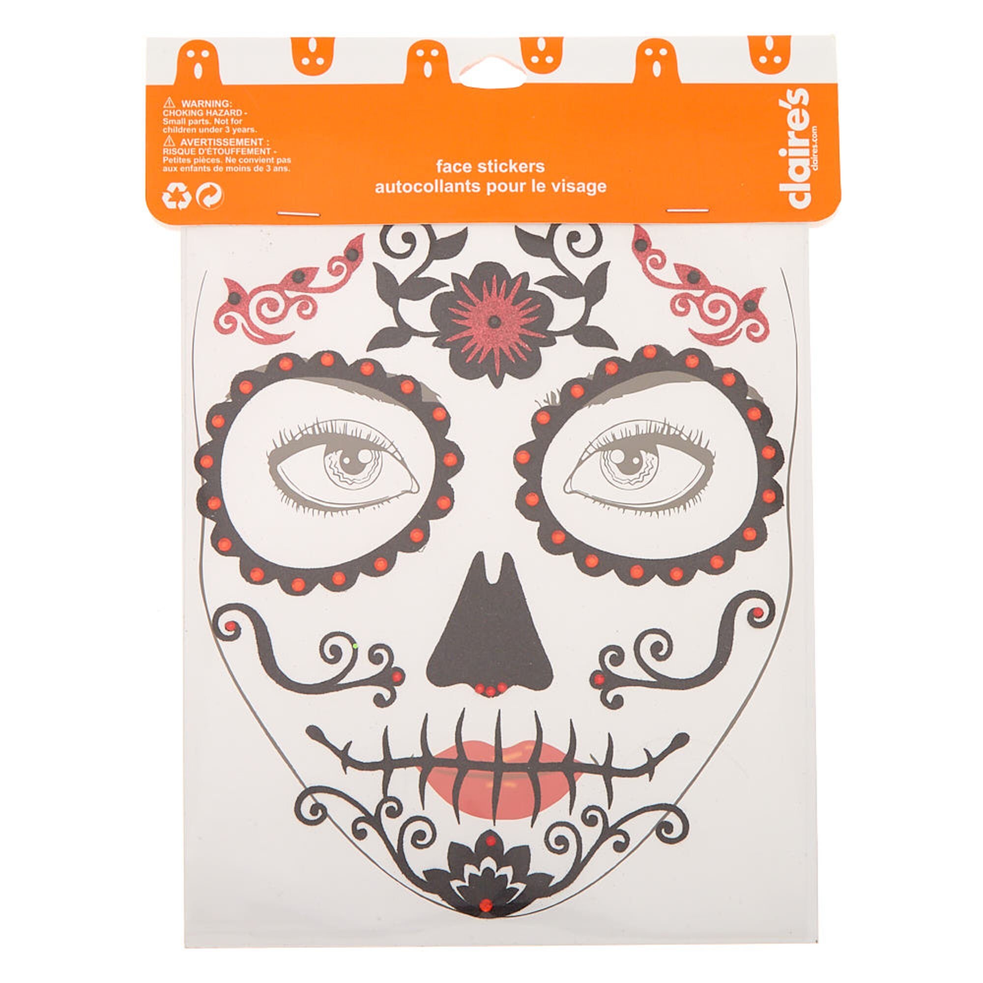 Gothic Day of The Dead Face Stickers | Claire's US