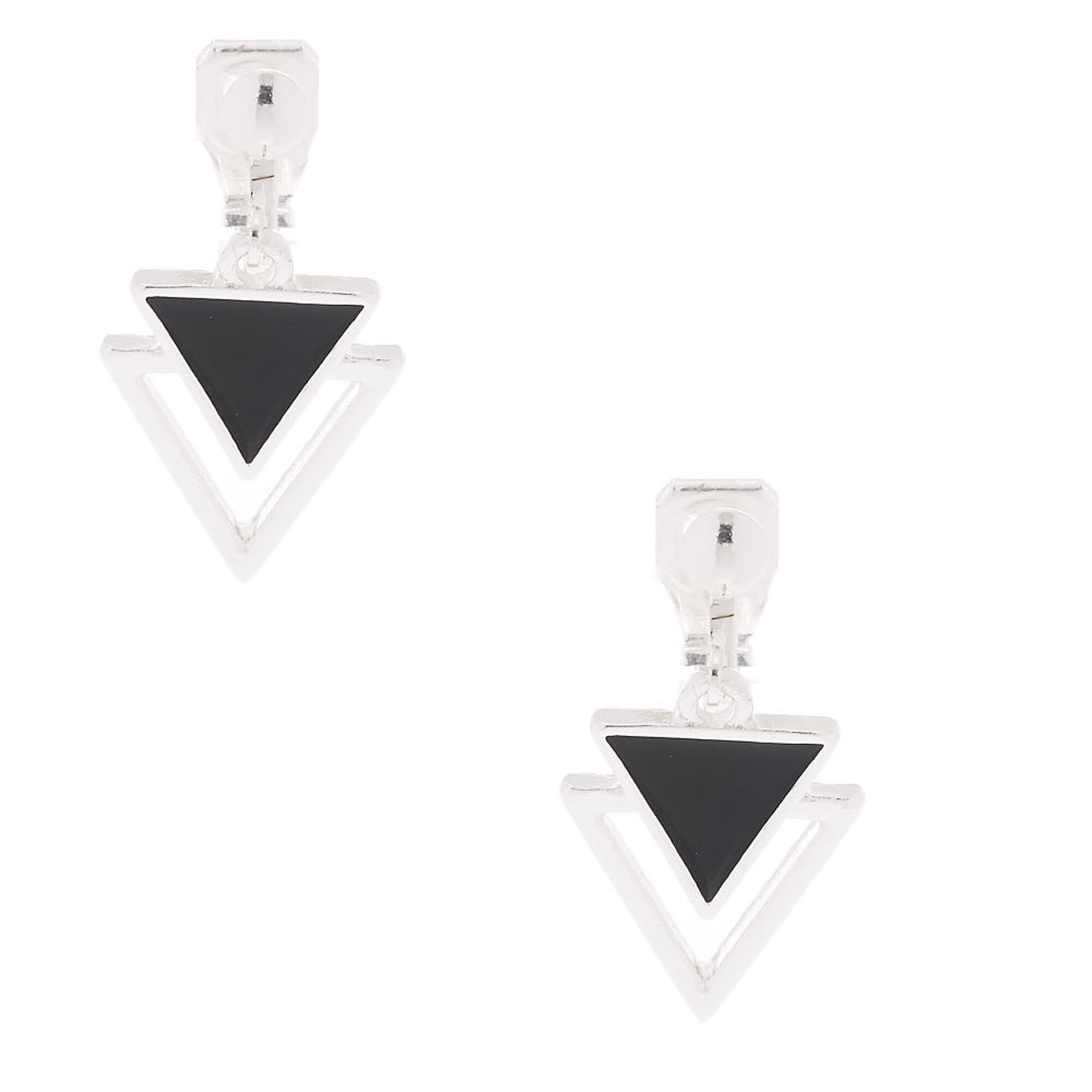 View Claires Tone 1 Double Triangle Clip On Drop Earrings Silver information