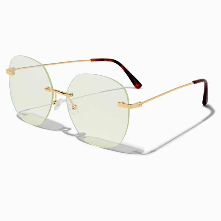 Lunettes rondes &agrave; verres transparents et bordure verte avec r&eacute;duction de la lumi&egrave;re bleue,