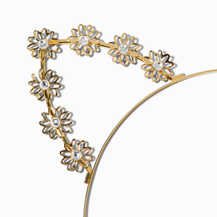 Gold-tone Embellished Daisy Cat Ear Headband,