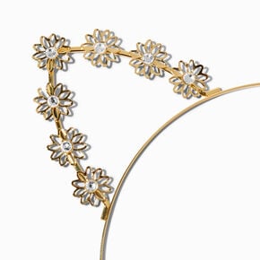 Gold-tone Embellished Daisy Cat Ear Headband,