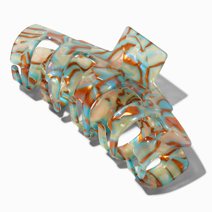 Brown &amp; Turquoise Swirl Hair Claw,