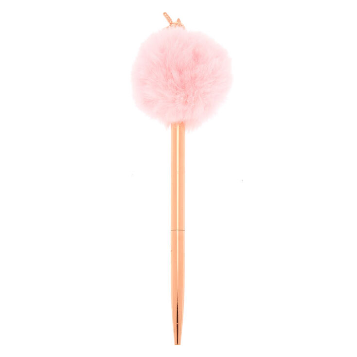 Stylo &agrave; pompon licorne rose,