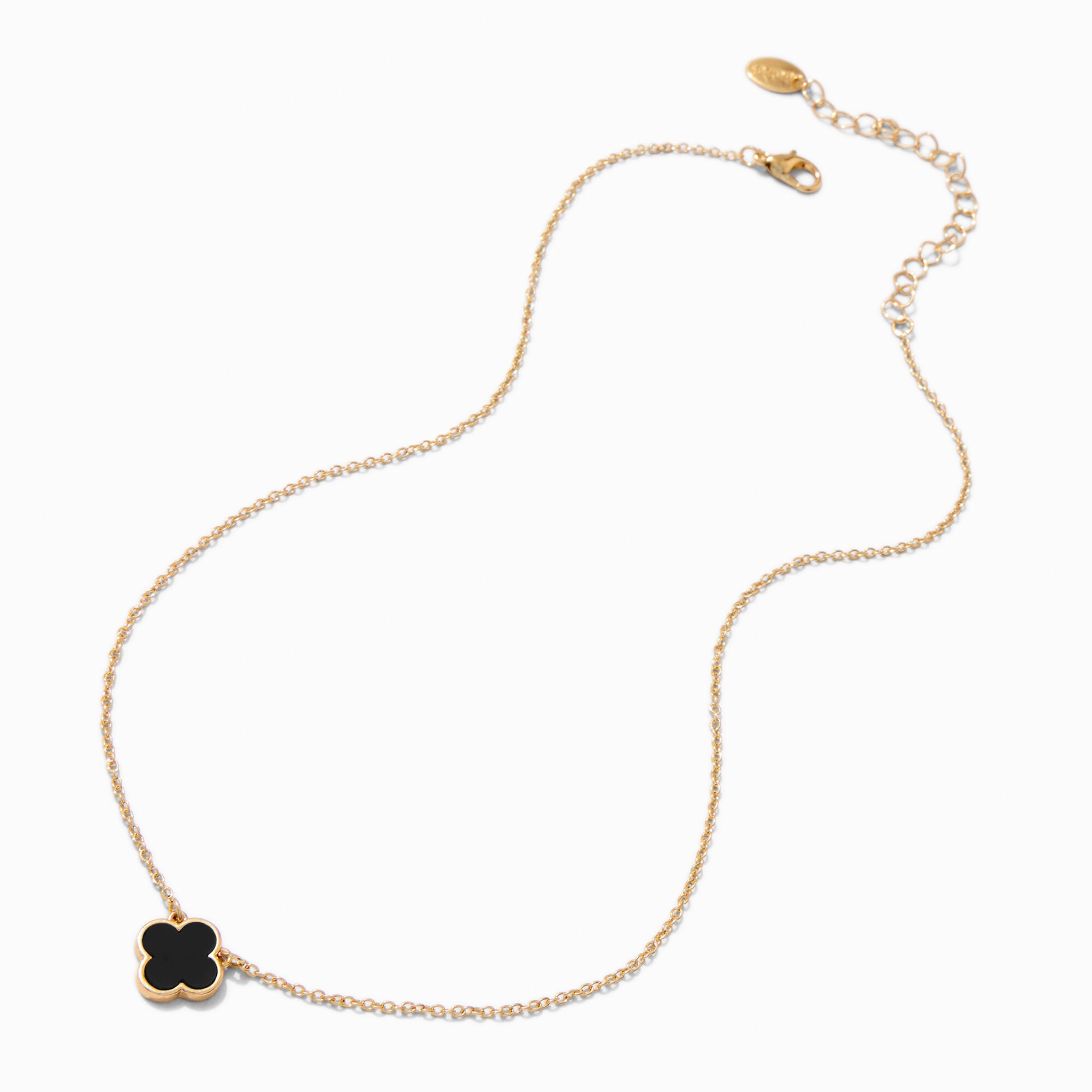 Black Clover Gold-tone Pendant Necklace,