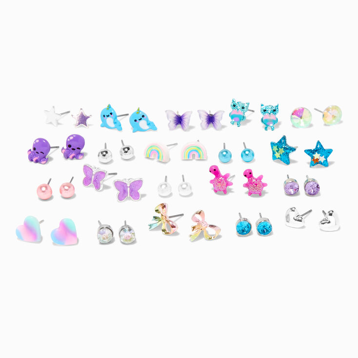 Blue Sea Life Mixed Stud Earrings - 20 Pack,