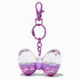 Porte-cl&eacute;s &agrave; paillettes rempli d&rsquo;eau n&oelig;ud pour cheveux violet,