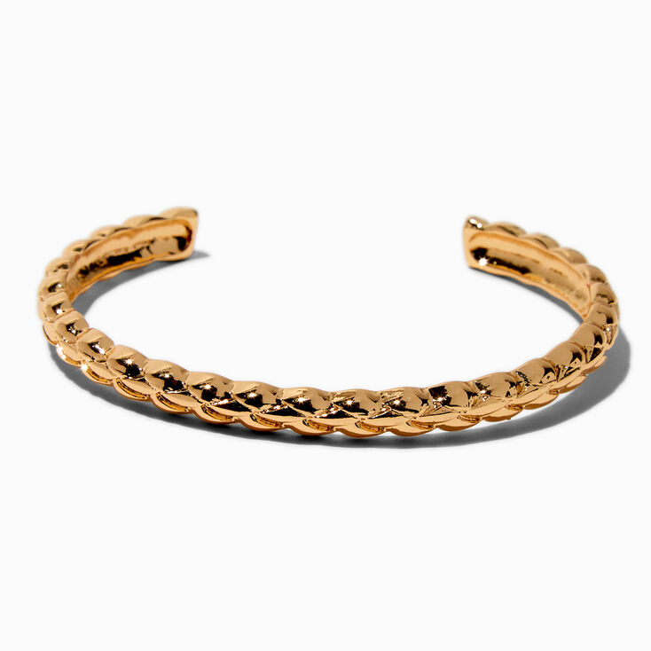 Bracelet manchette matelass&eacute; couleur dor&eacute;e,