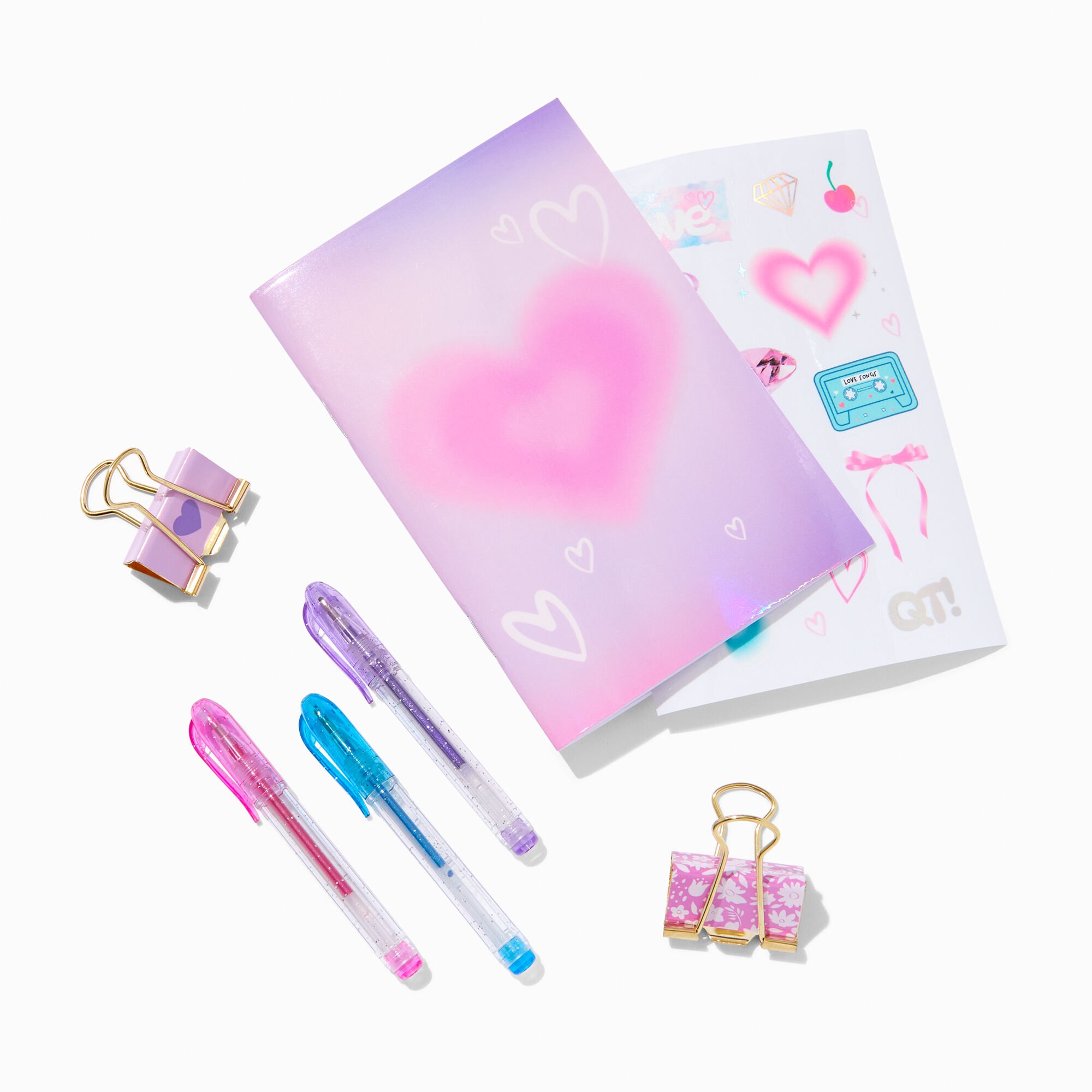 Purple Checkered Clear Stationery Set,