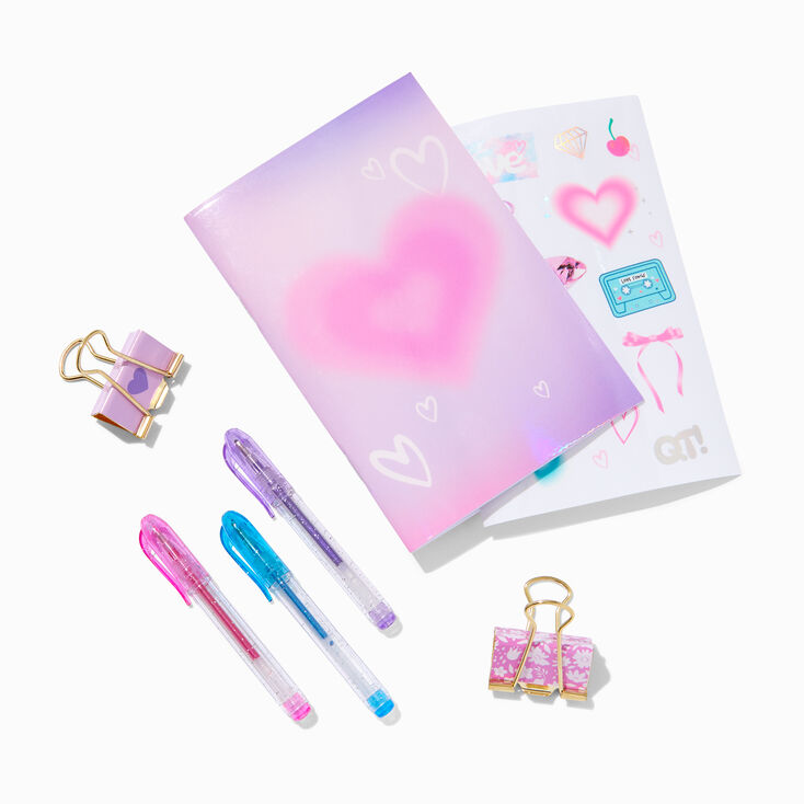 Purple Checkered Clear Stationery Set,