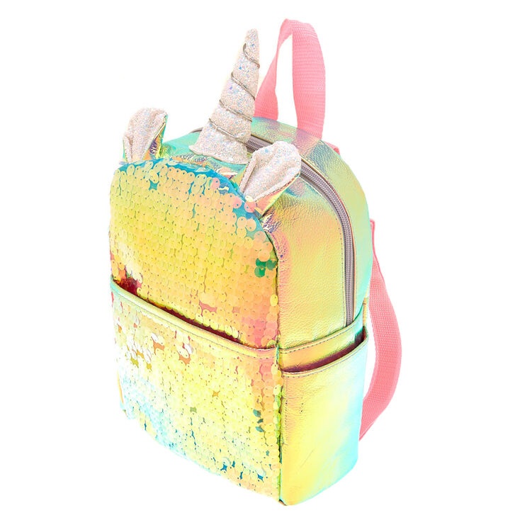 Holographic Sequin Unicorn Small Backpack - Pink,