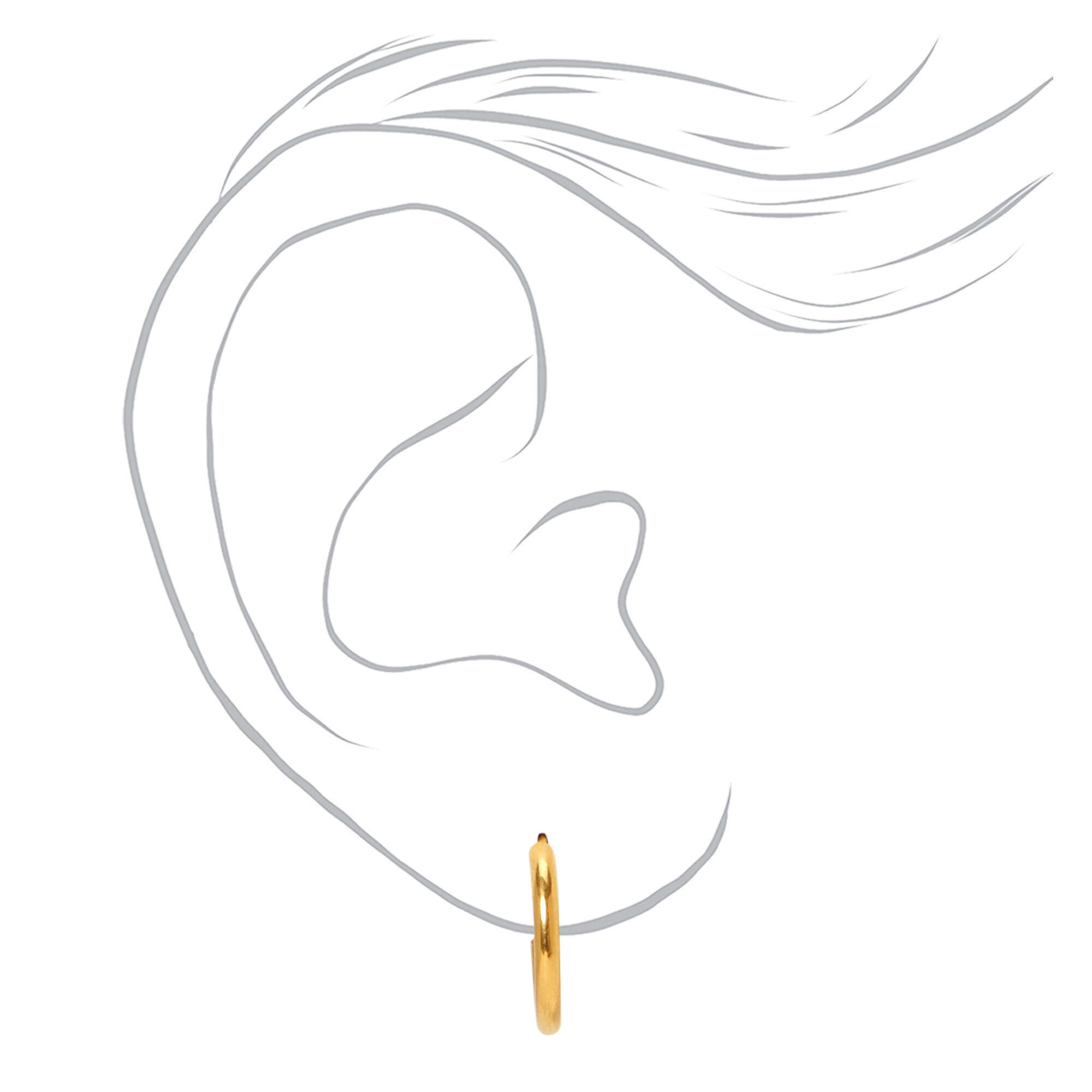 C LUXE by Claire's Gold-tone Titanium 12mm Sleek Hoop Earrings