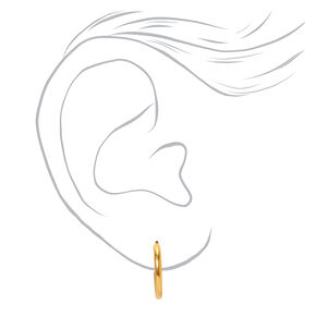 C LUXE by Claire&#39;s Gold-tone Titanium 12mm Sleek Hoop Earrings,