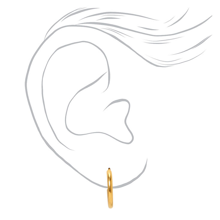 C LUXE by Claire&#39;s Gold-tone Titanium 12mm Sleek Hoop Earrings,