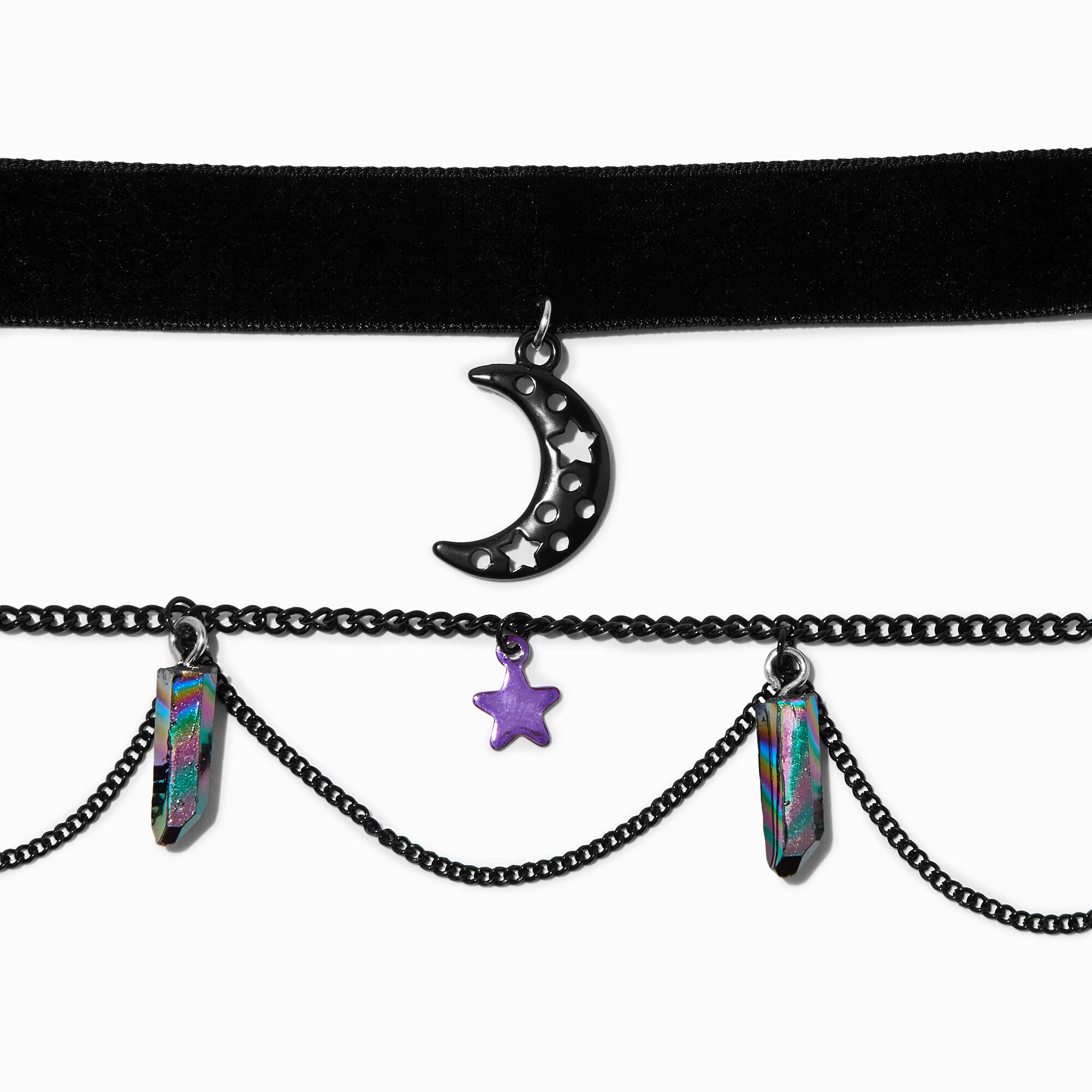 View Claires Mystical Charms Choker Necklace Set 2 Pack Black information