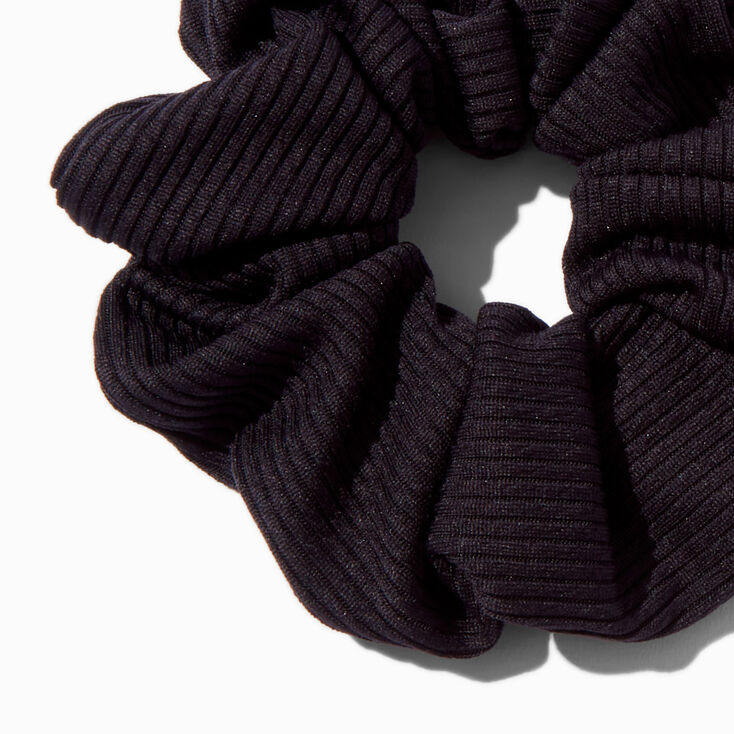 Black Ribbed Hair Scrunchies - 2 Pack,