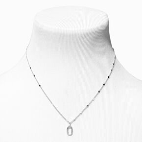 Silver Half Stone Initial Pendant Necklace - O,