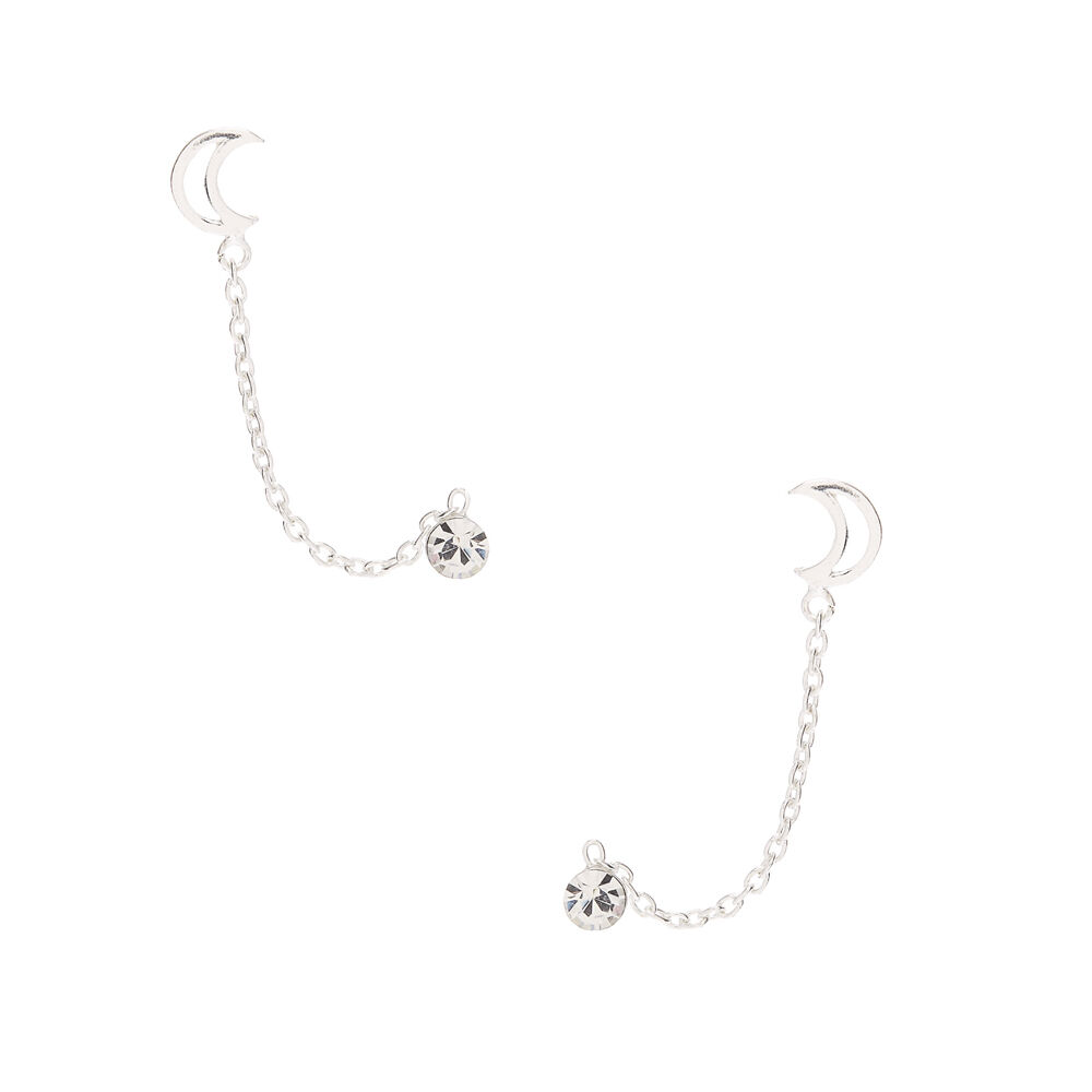 Clous d'oreilles étoile chaîne en argent,