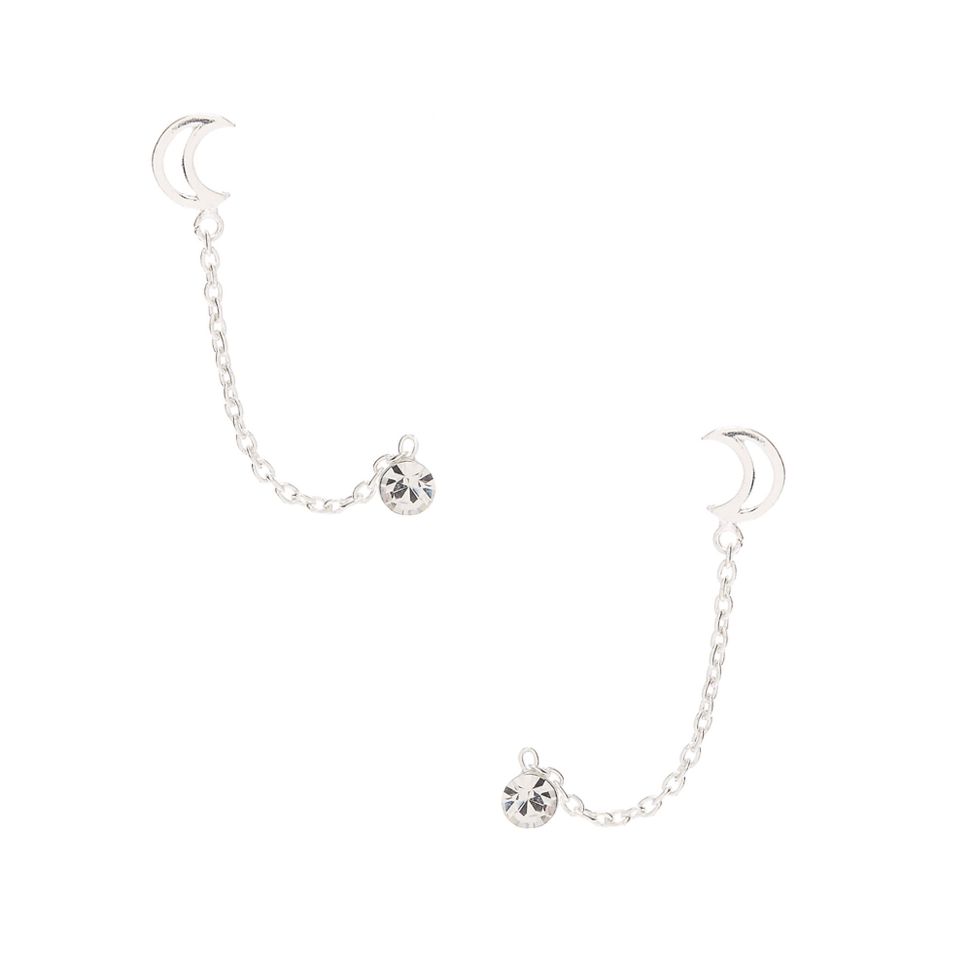 View Claires Connector Chain Star Stud Earrings Silver information