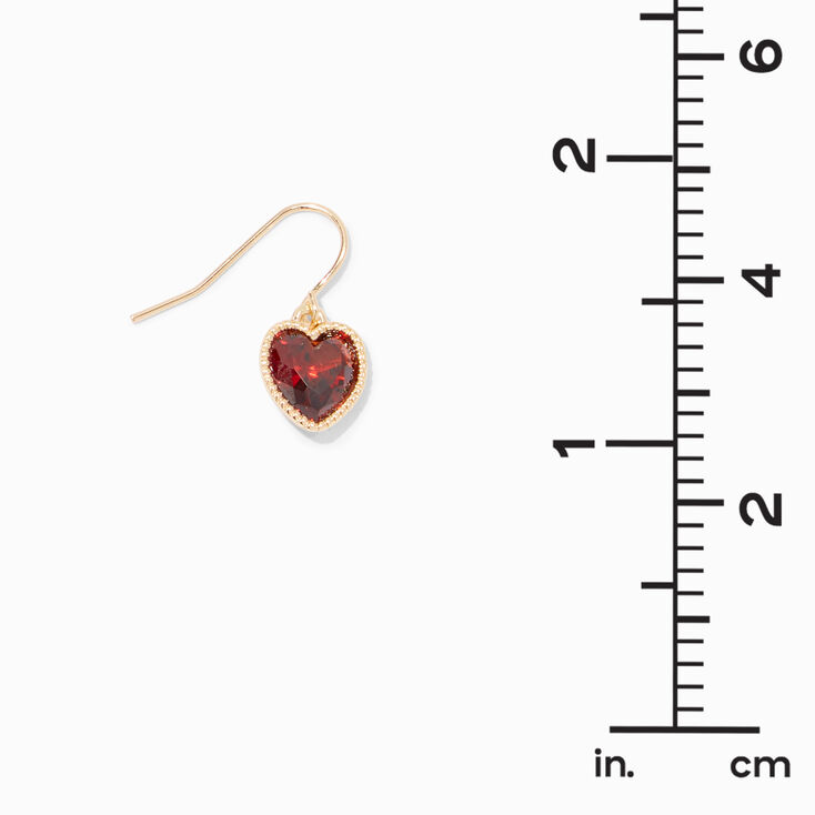 Red Heart 0.5&quot; Gold Drop Earrings,