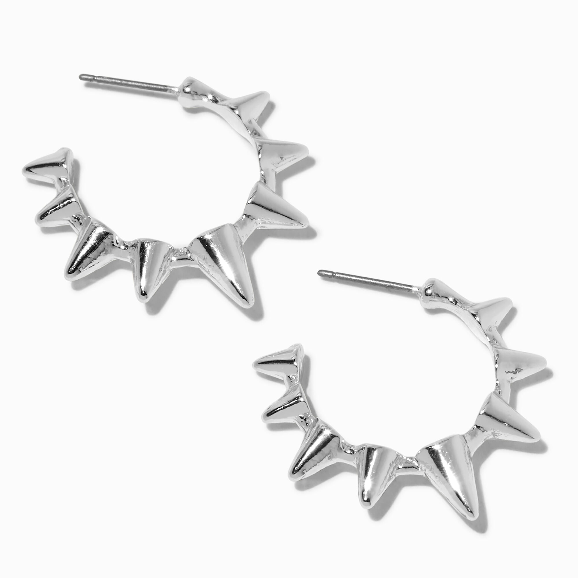 View Claires Tone Spike 20MM Hoop Earrings Silver information