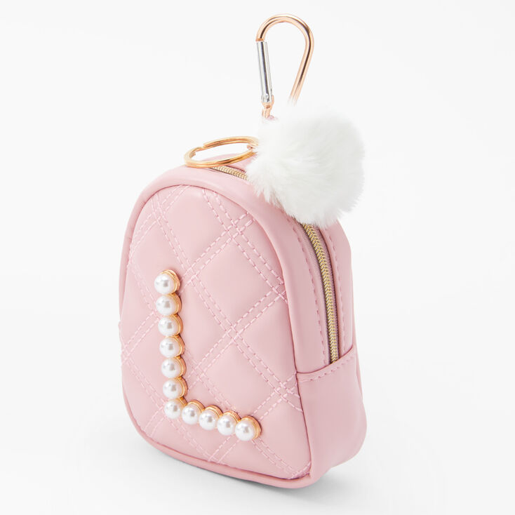 Initial Pearl Mini Backpack Keyring - Blush Pink, L,