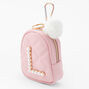 Initial Pearl Mini Backpack Keychain - Blush Pink, L,