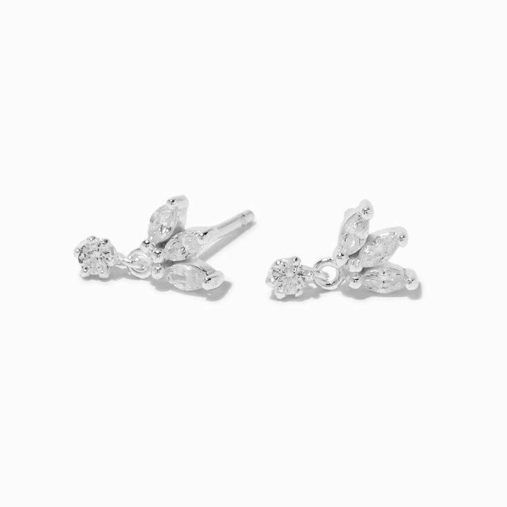 C LUXE by Claire&#39;s Sterling Silver Cubic Zirconia Flower Drop Earrings,