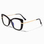 Solar Blue Light Reducing Beveled Black Cat Eye Clear Lens Frames,