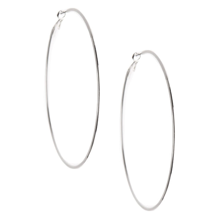 Silver 80MM Hoop Earrings | Claire's US