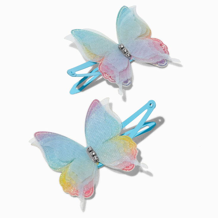 Claire&#39;s Club Blue Butterfly Snap Hair Clips - 2 Pack,