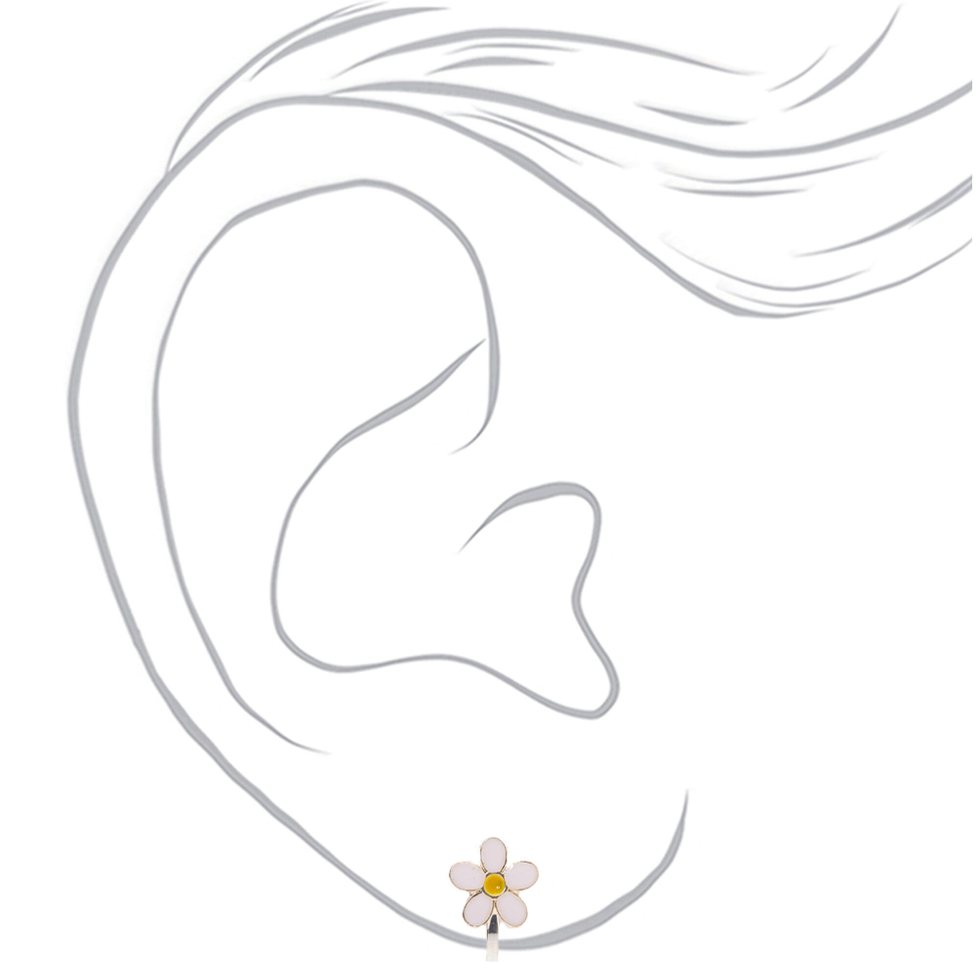 White Daisy Clip-On Earrings