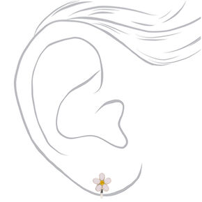 White Daisy Clip-On Earrings,