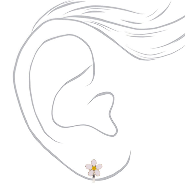 White Daisy Clip-On Earrings,