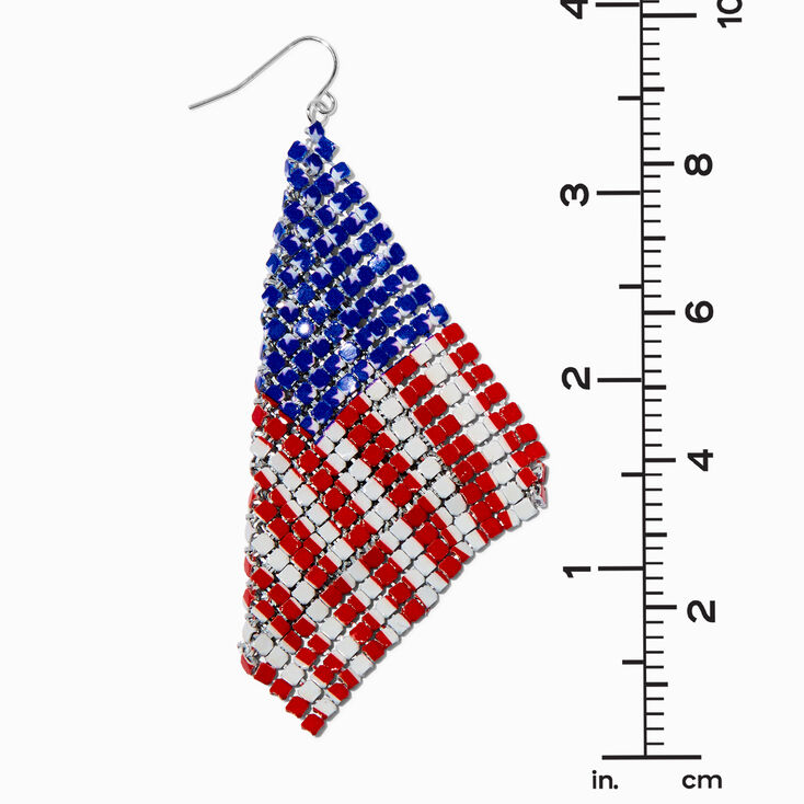 American Flag 3&quot; Mesh Drop Earrings,