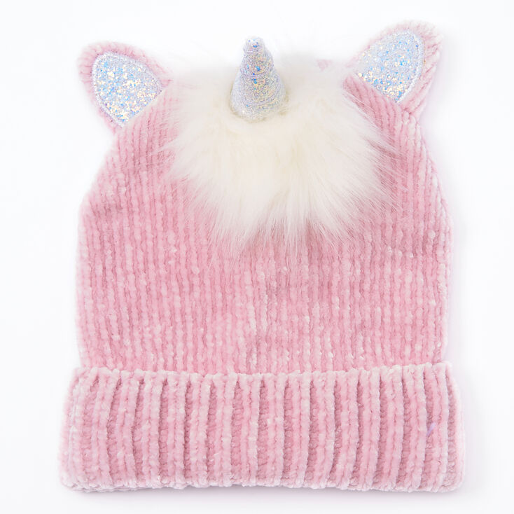 Bonnet en tissu chenille licorne - Rose,
