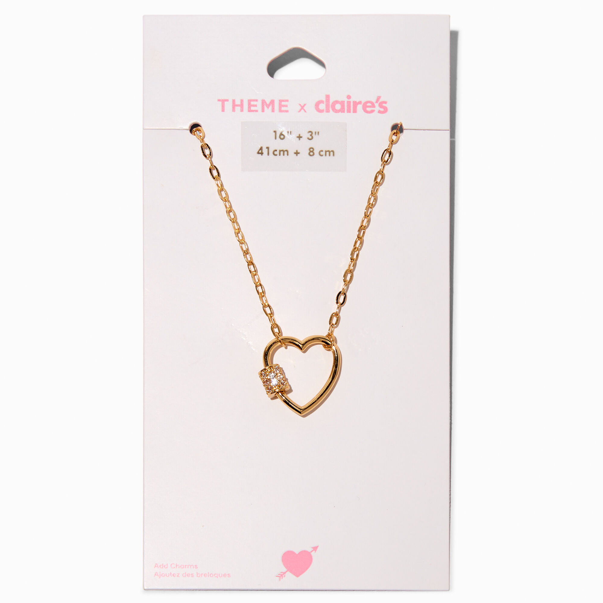T H E M E x Claire's Gold-tone Heart Carabiner Necklace,