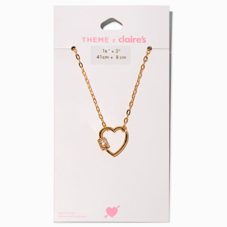 T H E M E x Claire&#39;s Gold-tone Heart Carabiner Necklace,